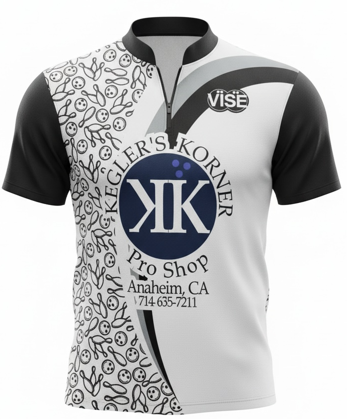 Custom Bowling Jersey - White, Gray, Black